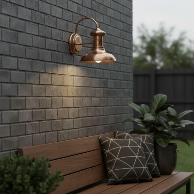 Howells Industrial Modern Copper Metal Outdoor Wall Sconce Howells Industrial Modern Copper Metal Outdoor Wall Sconce