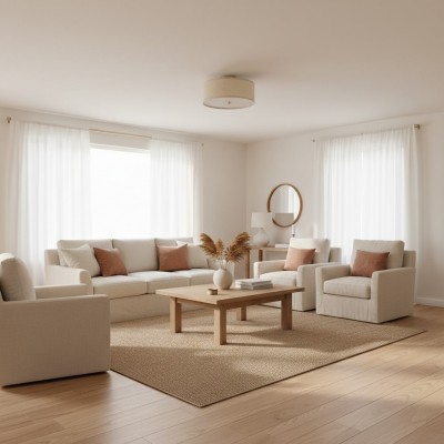 Beckham Minimalist Linen Drum Flush Mount Ceiling Light