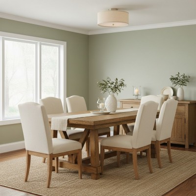 Beckham Minimalist Linen Drum Flush Mount Ceiling Light