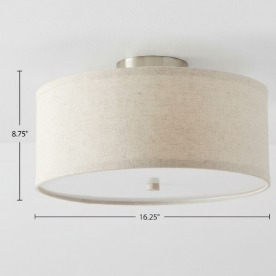 Beckham Minimalist Linen Drum Flush Mount Ceiling Light
