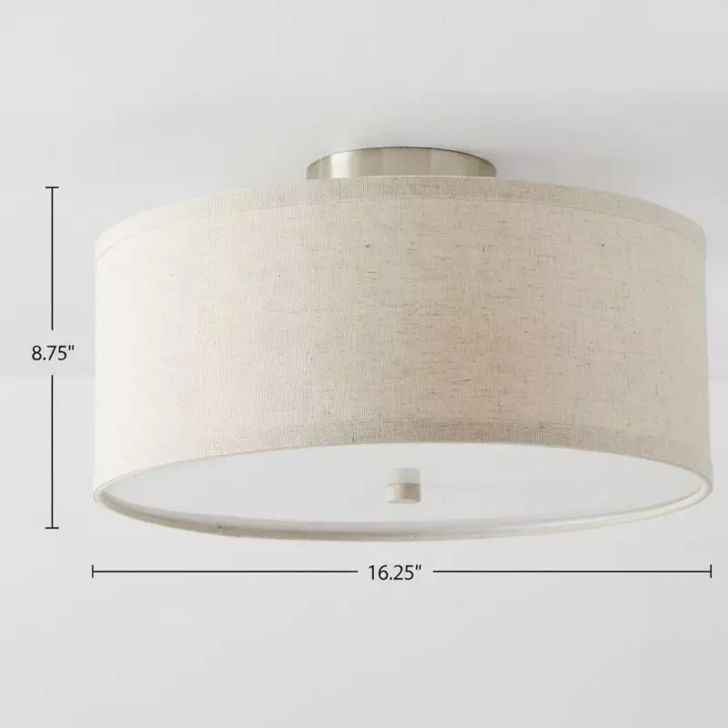 Beckham Minimalist Linen Drum Flush Mount Ceiling Light