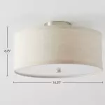 Beckham Minimalist Linen Drum Flush Mount Ceiling Light