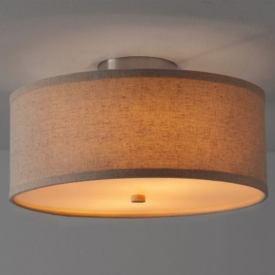 Beckham Minimalist Linen Drum Flush Mount Ceiling Light