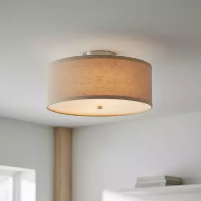 Beckham Minimalist Linen Drum Flush Mount Ceiling Light