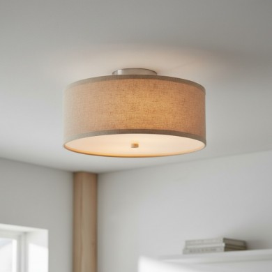 Beckham Minimalist Linen Drum Flush Mount Ceiling Light