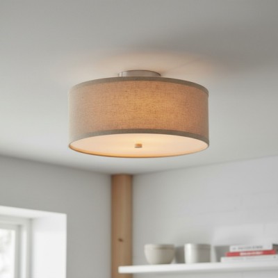 Beckham Minimalist Linen Drum Flush Mount Ceiling Light