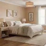 Beckham Minimalist Linen Drum Flush Mount Ceiling Light