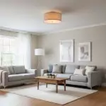 Beckham Minimalist Linen Drum Flush Mount Ceiling Light