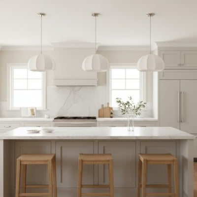 Vivienne Modern Scalloped Bubble Linen Pendant Light