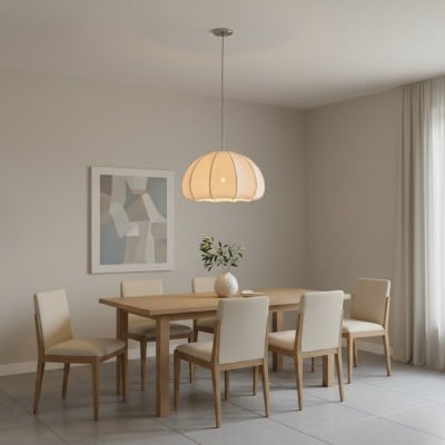 Vivienne Modern Scalloped Bubble Linen Pendant Light