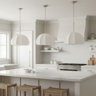 Vivienne Modern Scalloped Bubble Linen Pendant Light