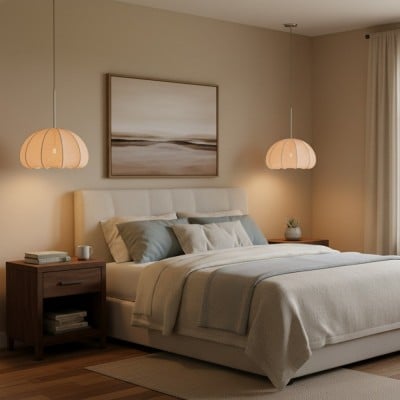 Vivienne Modern Scalloped Bubble Linen Pendant Light