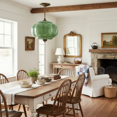 Elegant Eloise Scallop Milk Glass Semi-Flush Mount Ceiling Light - Vintage Brass Frame and Pumpkin Shape