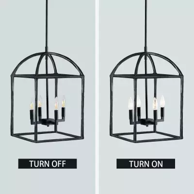 Burberry Industrial 4-Light Lantern Iron Pendant Light