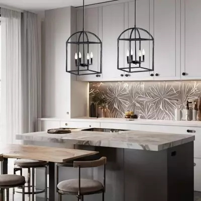 Burberry Industrial 4-Light Lantern Iron Pendant Light