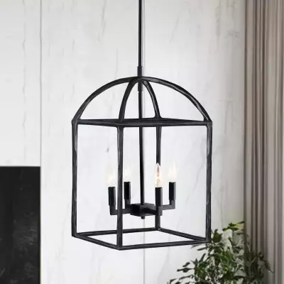 Burberry Industrial 4-Light Lantern Iron Pendant Light