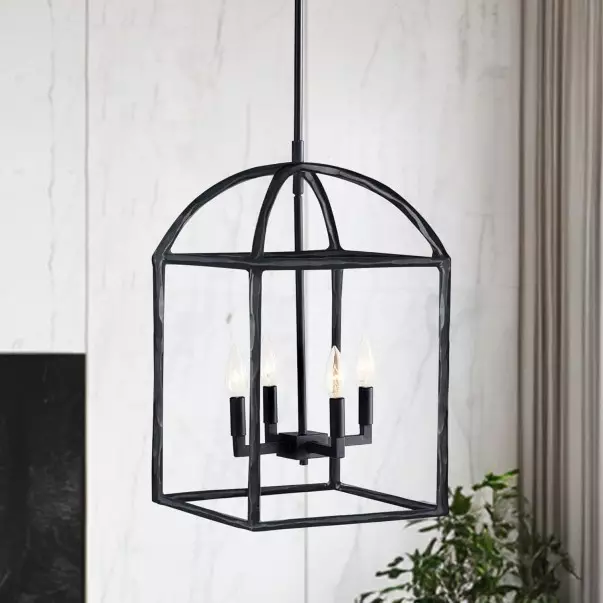 Burberry Industrial 4-Light Lantern Iron Pendant Light
