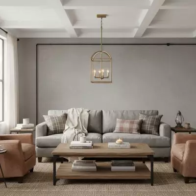 Burberry Industrial 4-Light Lantern Iron Pendant Light