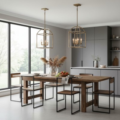 Burberry Industrial 4-Light Lantern Iron Pendant Light