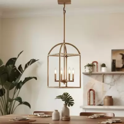 Burberry Industrial 4-Light Lantern Iron Pendant Light