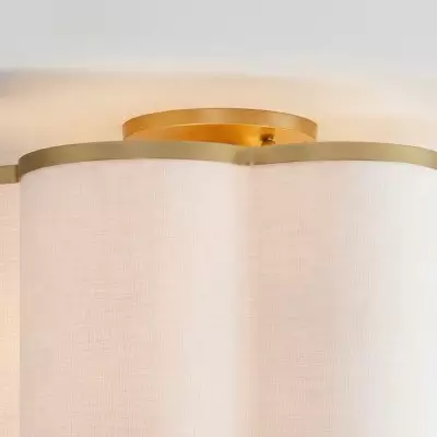 Thomas Minimalist Linen Flower Scallop Flush Mount Ceiling Light