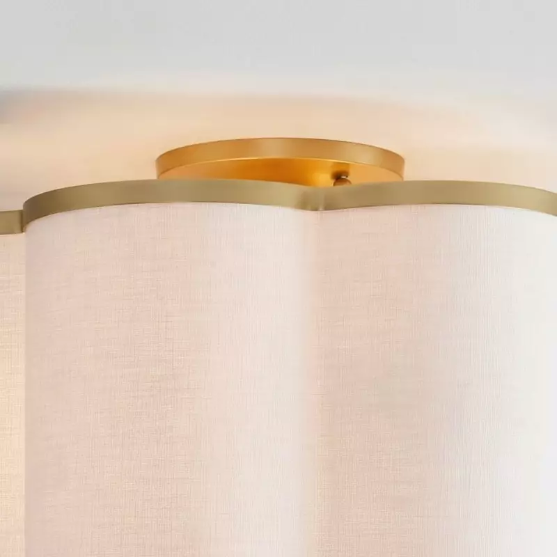 Thomas Minimalist Linen Flower Scallop Flush Mount Ceiling Light