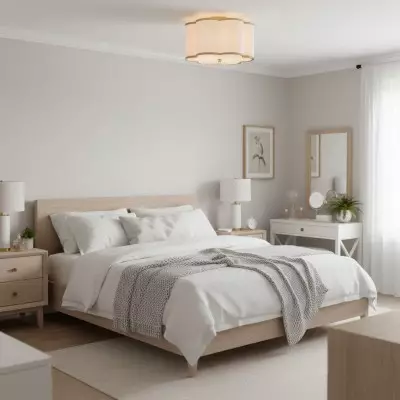 Thomas Minimalist Linen Flower Scallop Flush Mount Ceiling Light