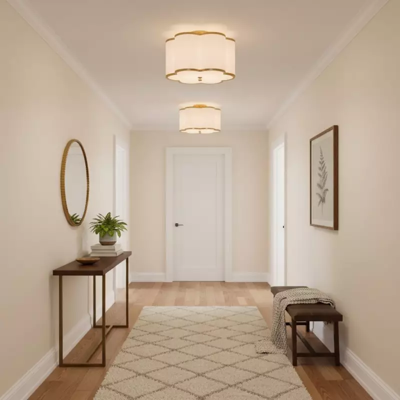 Thomas Minimalist Linen Flower Scallop Flush Mount Ceiling Light