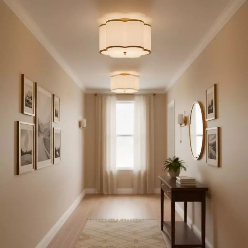 Thomas Minimalist Linen Flower Scallop Flush Mount Ceiling Light