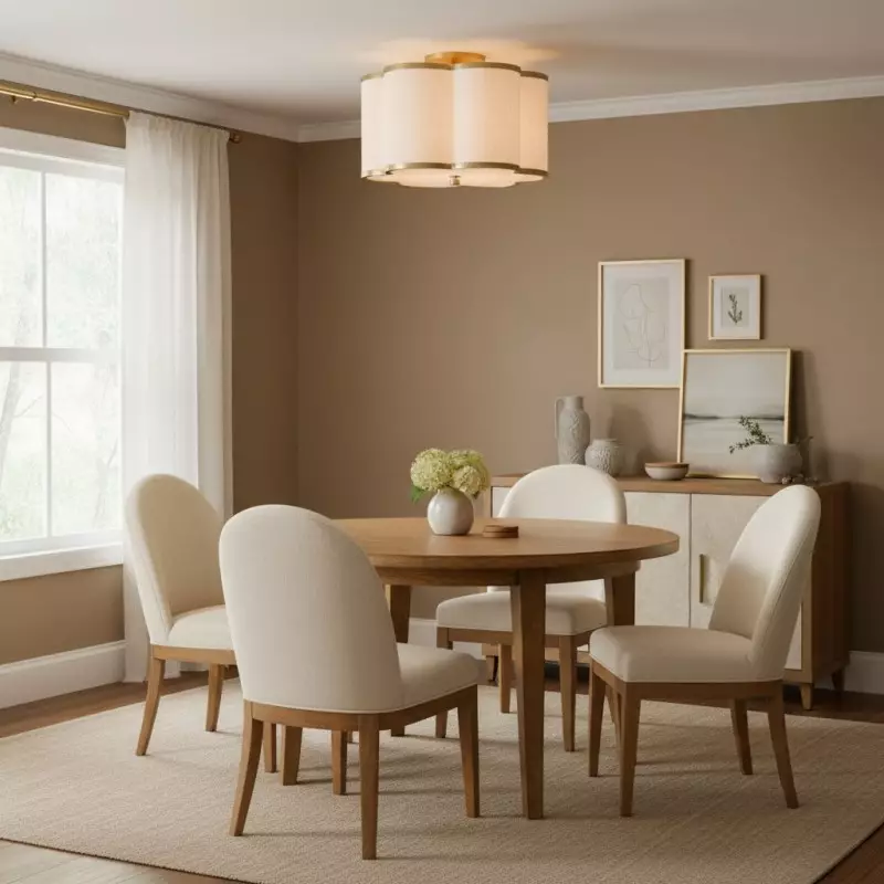 Thomas Minimalist Linen Flower Scallop Flush Mount Ceiling Light