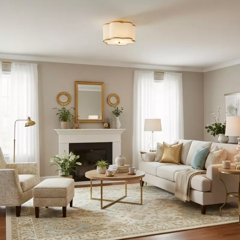 Thomas Minimalist Linen Flower Scallop Flush Mount Ceiling Light