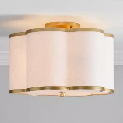Thomas Minimalist Linen Flower Scallop Flush Mount Ceiling Light