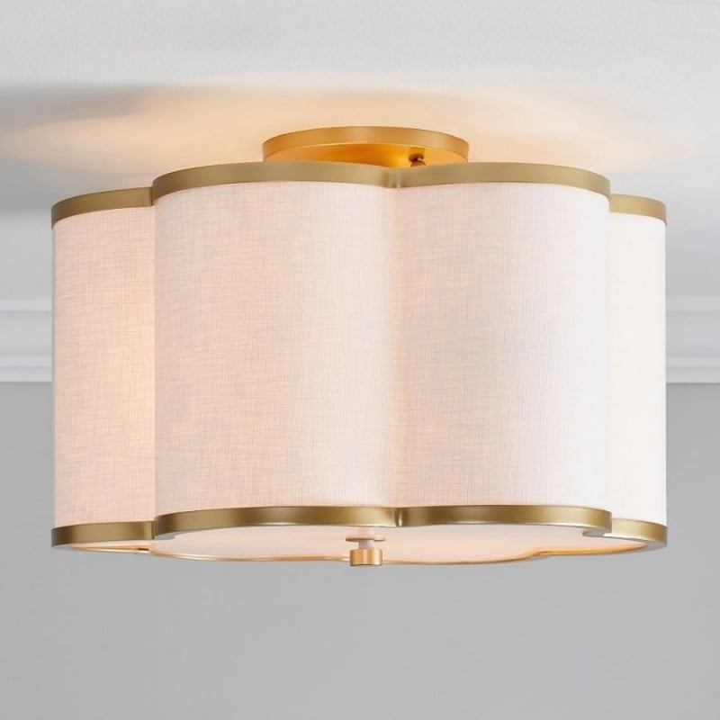 Thomas Minimalist Linen Flower Scallop Flush Mount Ceiling Light
