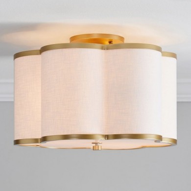 Thomas Minimalist Linen Flower Scallop Flush Mount Ceiling Light