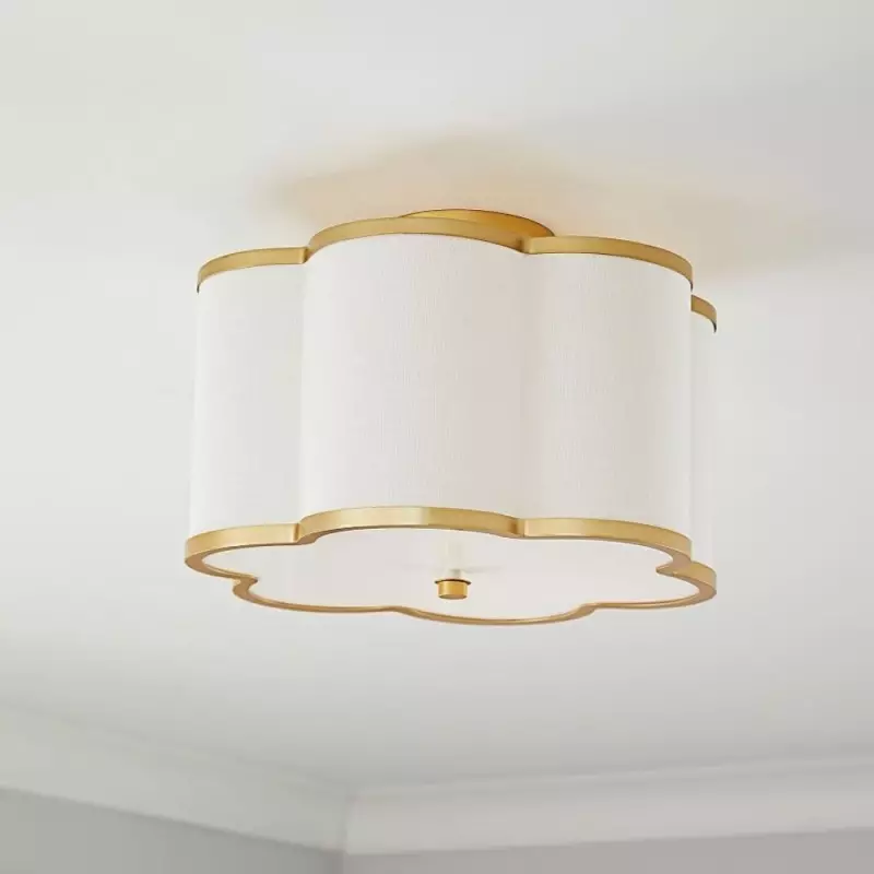 Thomas Minimalist Linen Flower Scallop Flush Mount Ceiling Light