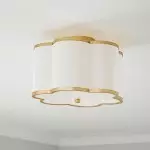 Thomas Minimalist Linen Flower Scallop Flush Mount Ceiling Light
