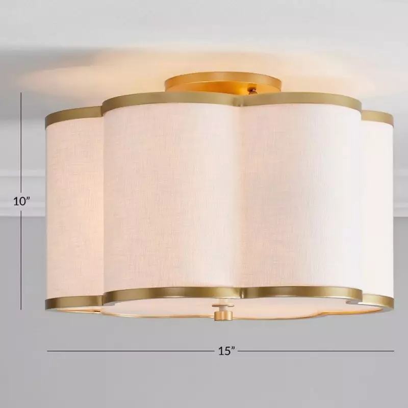 Thomas Minimalist Linen Flower Scallop Flush Mount Ceiling Light