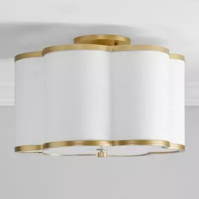 Thomas Minimalist Linen Flower Scallop Flush Mount Ceiling Light