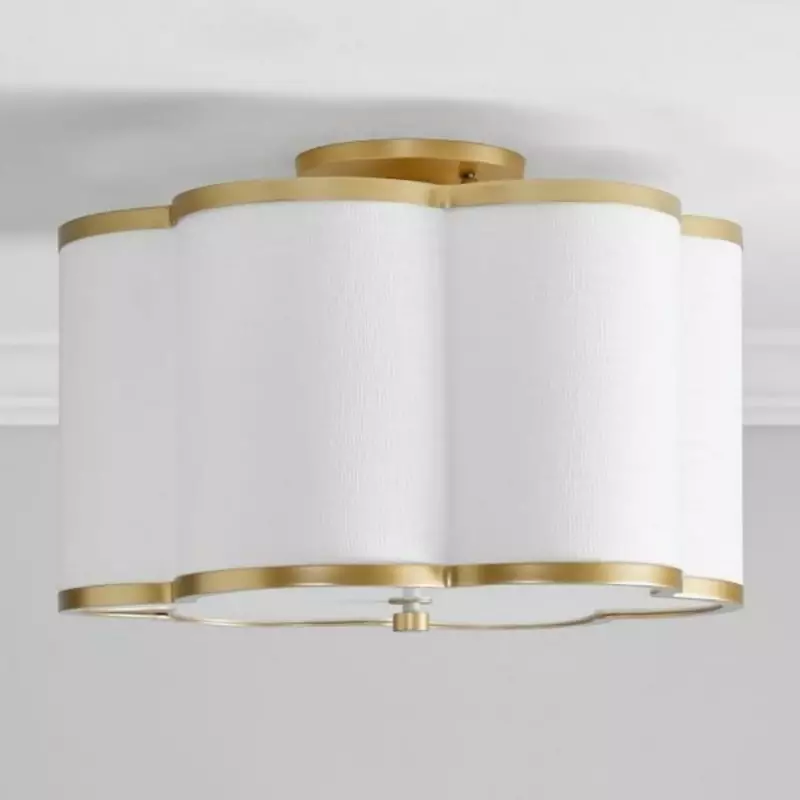 Thomas Minimalist Linen Flower Scallop Flush Mount Ceiling Light