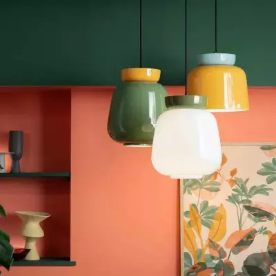 Smith Modern Nordic Bauhaus Macarons Bowl Shade Ceramic Pendant Light