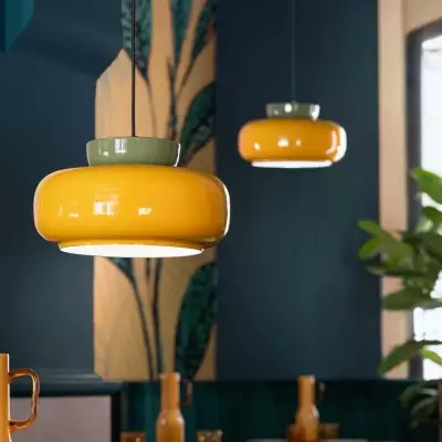 Smith Modern Nordic Bauhaus Macarons Bowl Shade Ceramic Pendant Light