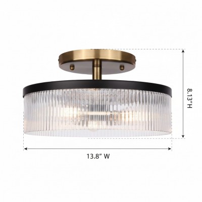 Karen Minimalist Glass Ribbed Semi Flush Ceiling Light