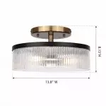 Karen Minimalist Glass Ribbed Semi Flush Ceiling Light
