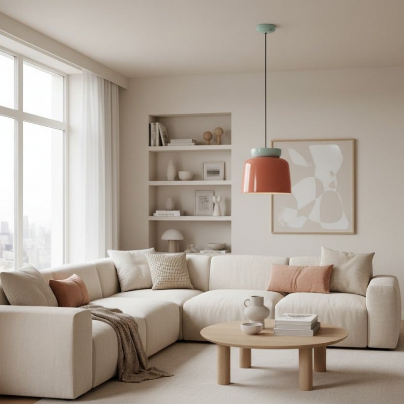 Smith Modern Nordic Bauhaus Macarons Bowl Shade Ceramic Pendant Light