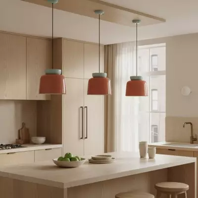 Smith Modern Nordic Bauhaus Macarons Bowl Shade Ceramic Pendant Light