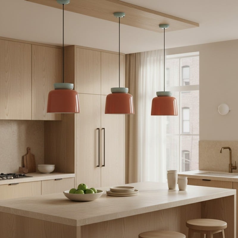 Smith Modern Nordic Bauhaus Macarons Bowl Shade Ceramic Pendant Light