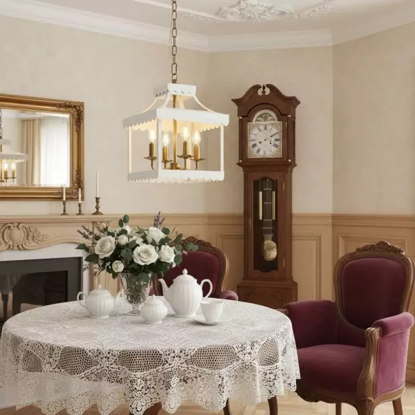 Molly French Vintage 4-Light Scalloped Lantern Chandelier