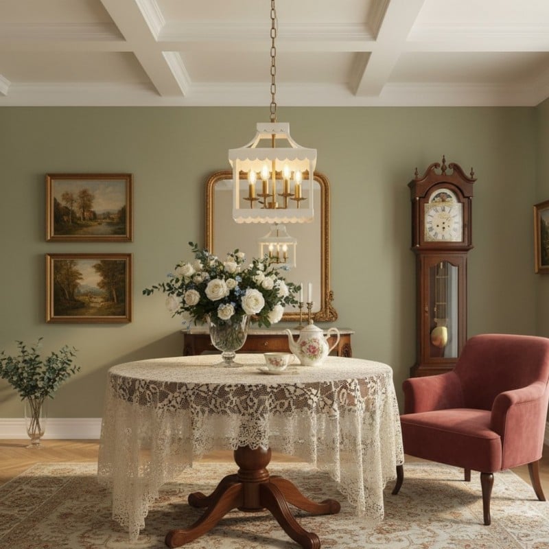 Molly French Vintage 4-Light Scalloped Lantern Chandelier