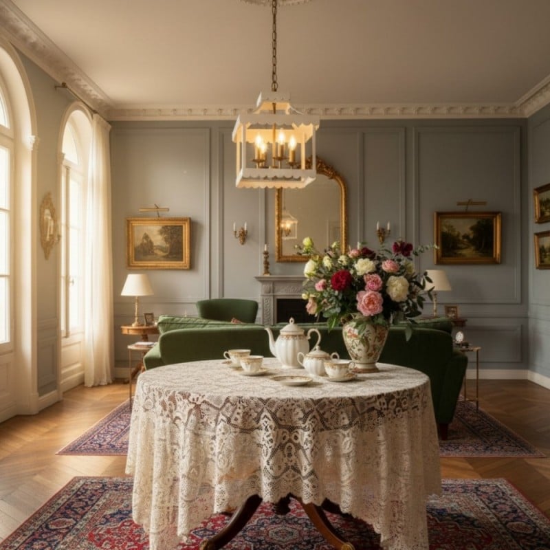 Molly French Vintage 4-Light Scalloped Lantern Chandelier