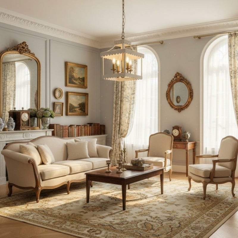 Molly French Vintage 4-Light Scalloped Lantern Chandelier